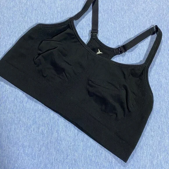 Old Navy Active Black Sports Bra L Adjustable Straps Racerback - Picture 1 of 3